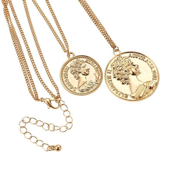 Double Layered Vintage Coins Necklace - Picture 2 of 5